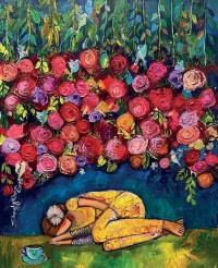 Shazly Khan, Pure contentment under the umbrella of his blessings, 24 x 30 Inch, Acrylic on Canvas, Figurative Paintings, AC-SZK-141